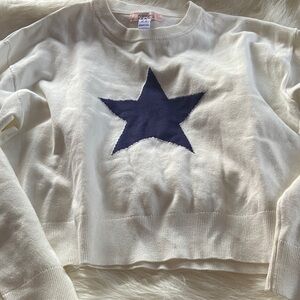 Cozy Cream Sweatshirt with Blue Star